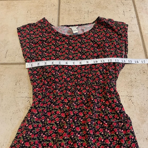 💜 Forever 21 Floral Print Smocked Dress, Red Black Cottagecore Y2K, Size Small - Picture 3 of 5